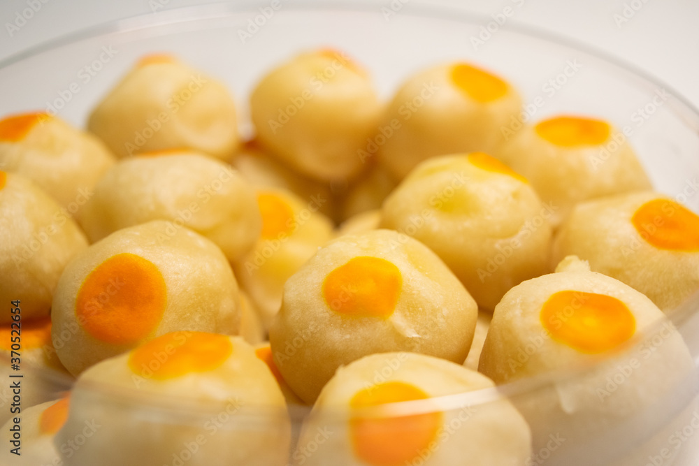Thai sweets with yellow beans inside Thai sweets with yellow beans inside