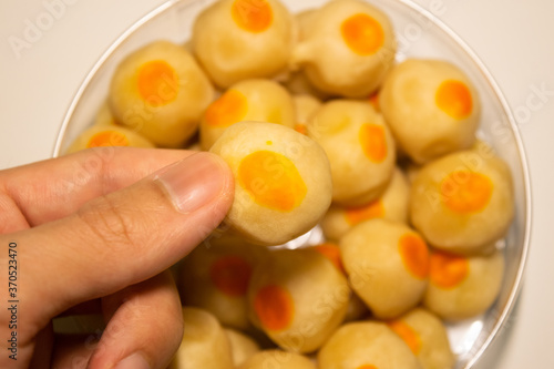 Thai sweets with yellow beans inside