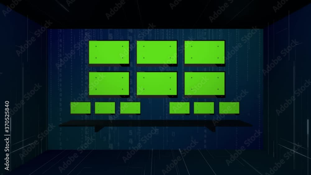 CCTV control room of surveillance systems with green screen and tracking markers stock video background CCTV control room of surveillance systems with green screen and tracking markers stock video background