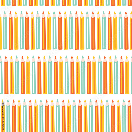 Coloring Pencils seamless vector background for kids. Repeating pattern for back to school decor, kids, children, fabric, surface pattern design