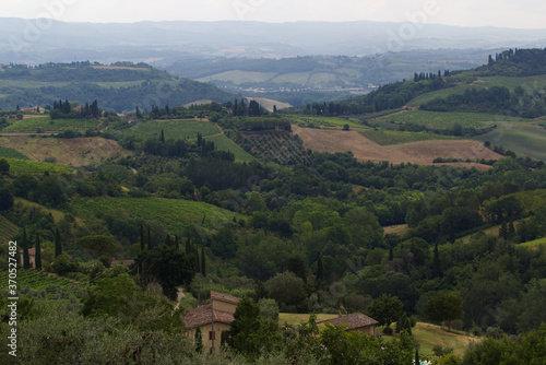 Tuscan Landscape view from the village of San Gimignano