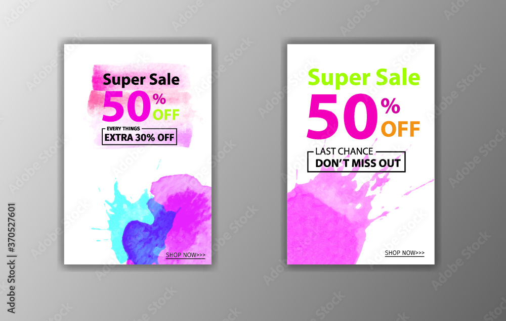 Colorful eye catching social media ads banner collection, Sale website banner template set