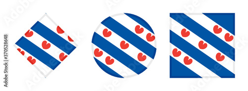 Friesland flag icon set. isolated on white background 