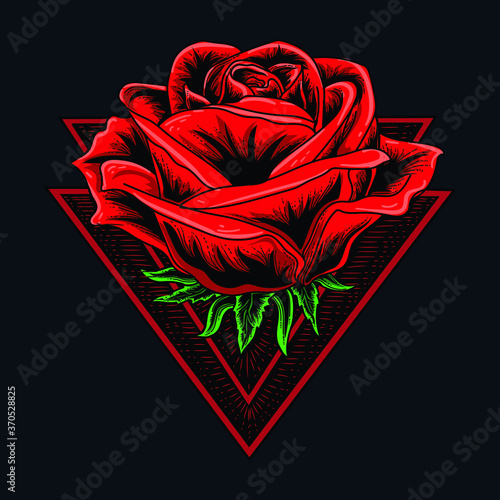 artwork illustration and t-shirt design rose with triangle premium vector photo