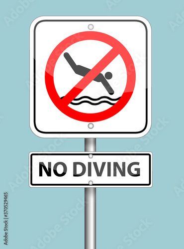 Free Download no diving sign pole on blue background - GFXLoad