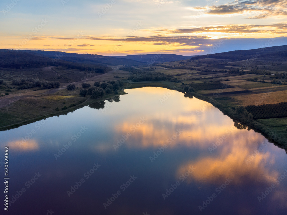 Nature with lake and hills in Moldova