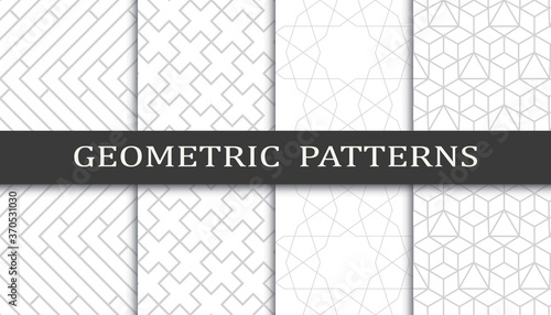 Set of geometric seamless patterns. Abstract geometric graphic design print pattern. Seamless geometric gray lines pattern.