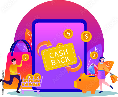 Online market cashback time illustration