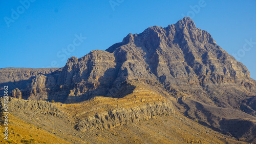 The peak of Jebel Qadaah, a mountain located in Ras Al Khaimah, United Arab Emirates