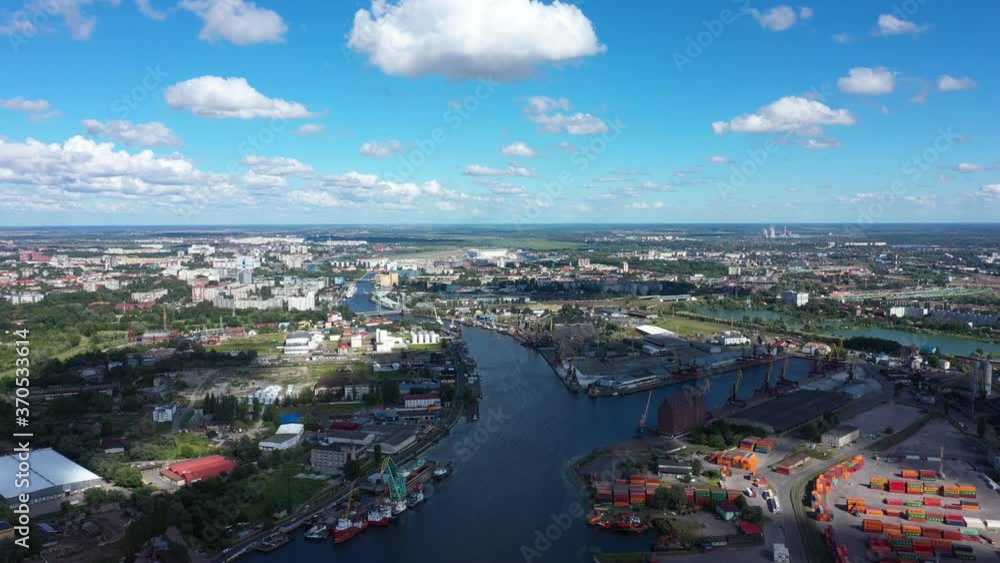 Aerial view of the port in Kaliningrad, Russia, timelapse Aerial view of the port in Kaliningrad, Russia, timelapse