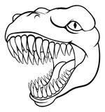 A dinosaur T Rex or raptor cartoon animal mascot