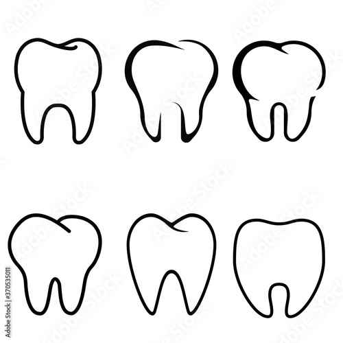 Tooth vector icon set. dentist illustration sign collection. stomatology symbol.