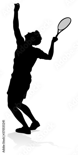 A tennis player man silhouette sports person design element