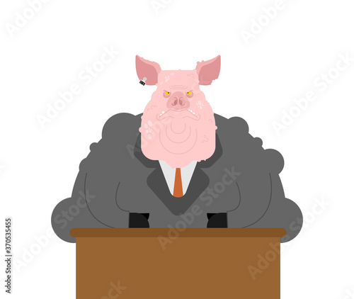 Pig boss. Big fat nasty pig. vector illustration