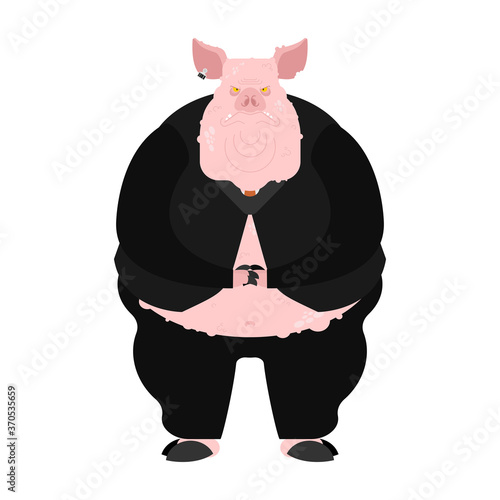 Pig boss. Big fat nasty pig. vector illustration