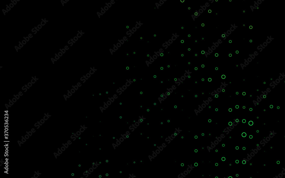 Dark Green vector background with bubbles.