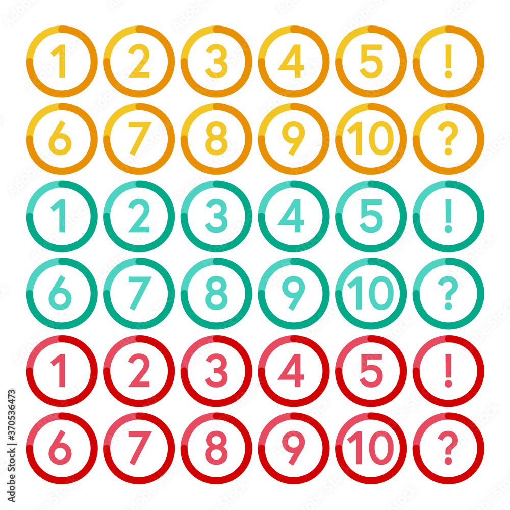 カラフルな数字アイコンセット カラフルな数字アイコンセット