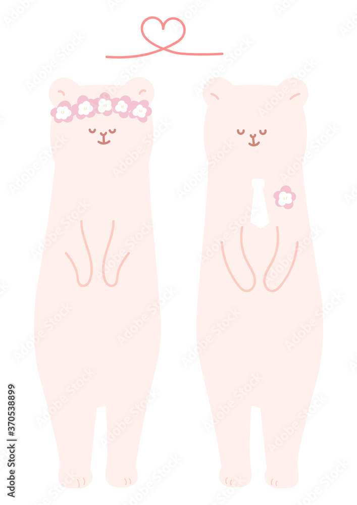 新郎新婦の白クマイラストセット 新郎新婦の白クマイラストセット