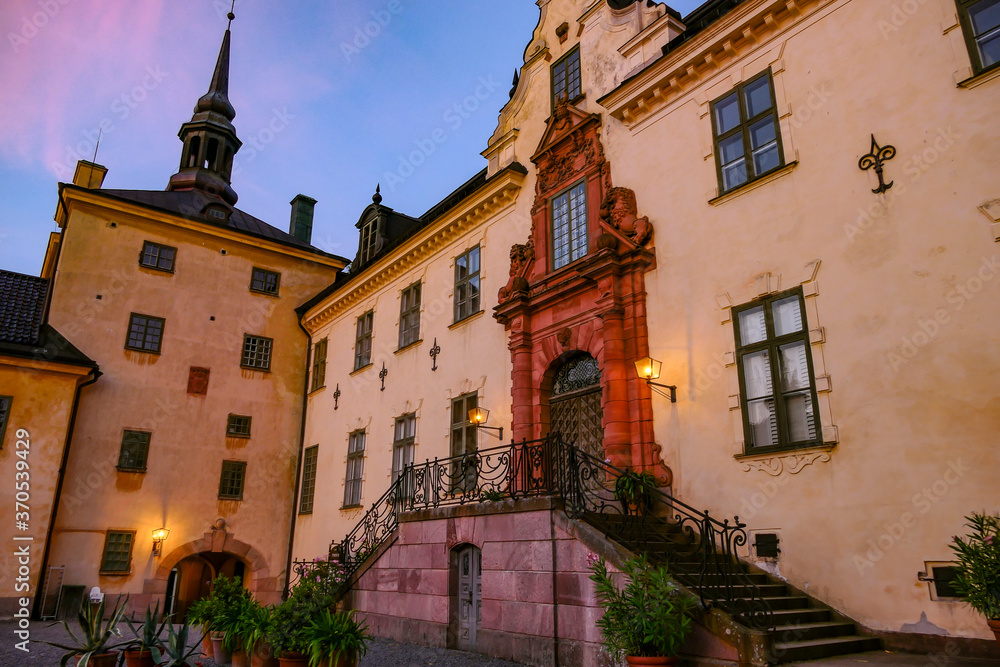 Tyreso, Sweden The facade of the Tyreso Palace grounds at sunset, built in 1636.