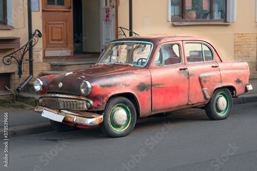 Saint Petersburg, Russia - July 24, 2020 - Old passenger car on the street of the Russian city © westermak15