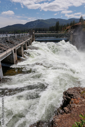 Post Falls hydroelectric project on the Spokane River in northern Idaho.
