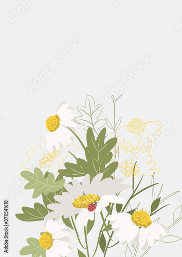 Floral Clean Template with bouquets of flowers without text. Vector illustration © Rasveta