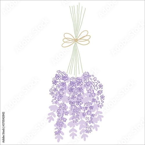 Fresh cut fragrant lavender plant flowers bunch and single, realistic icons set isolated vector illustration