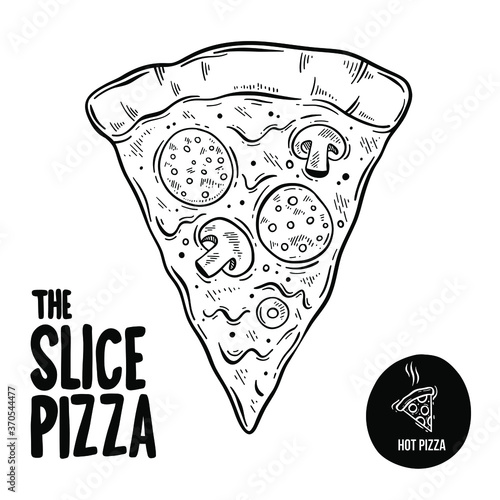 Hand drawn pizza slice. Doodle illustration	