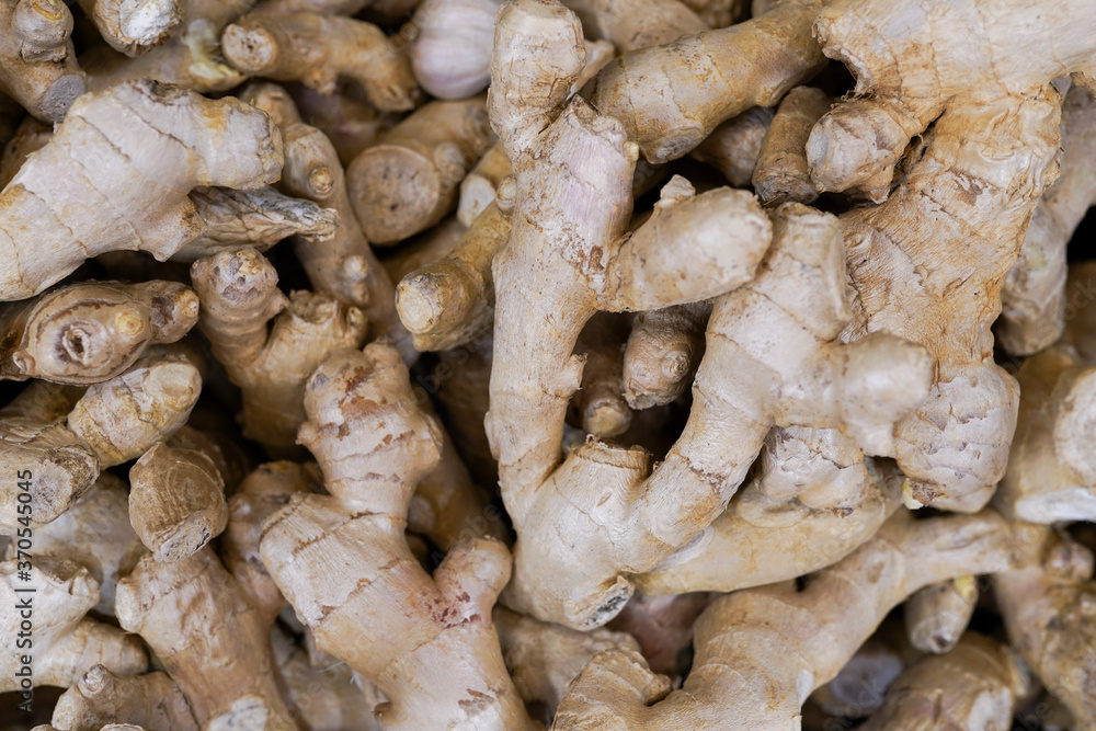 Fresh organic ginger for sale in supermarket Fresh organic ginger for sale in supermarket