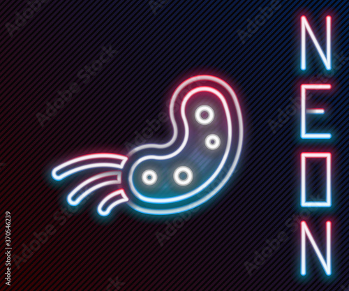 Glowing neon line Virus icon isolated on black background. Corona virus 2019-nCoV. Bacteria and germs, cell cancer, microbe, fungi. Colorful outline concept. Vector Illustration.