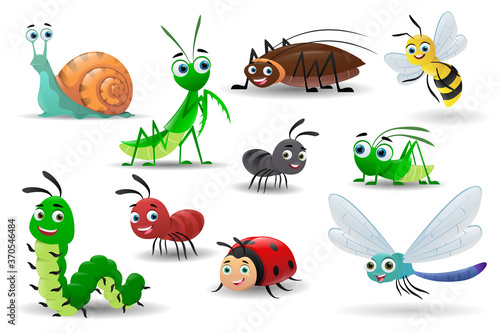 Collection of cartoon cute insects © NADIIA