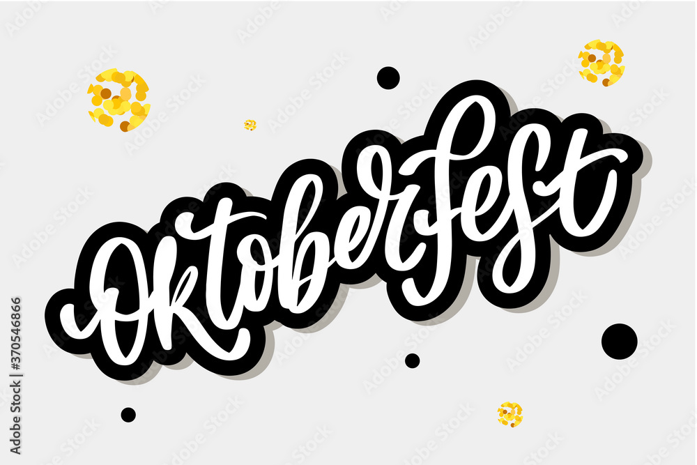 Fototapeta premium Oktoberfest celebration background. Happy Oktoberfest in German Lettering typography. Beer festival decoration badge icon.