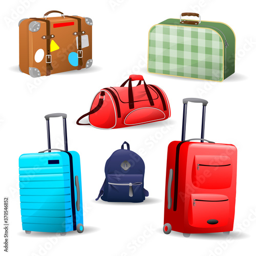 Collection of various bags, travel suitcase