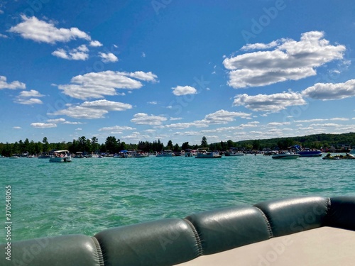 boats at the Torch Lake sandbar