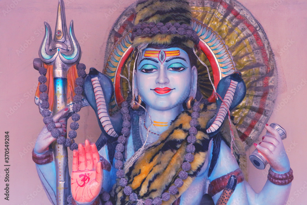 Sculpture of Lord Shiva in India, Rishikesh.