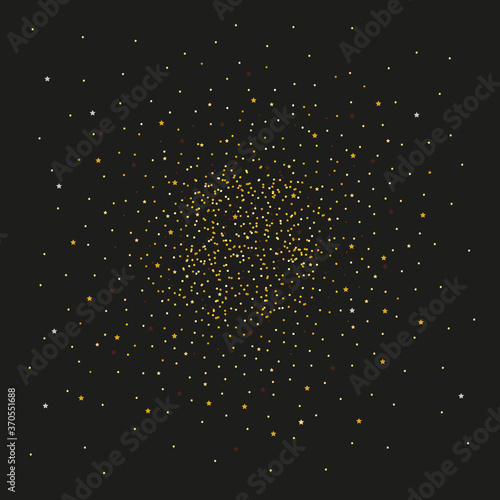 Gold glitter sprinkles circle design vector background. Artistic design golden design element black wallpaper vector illustration