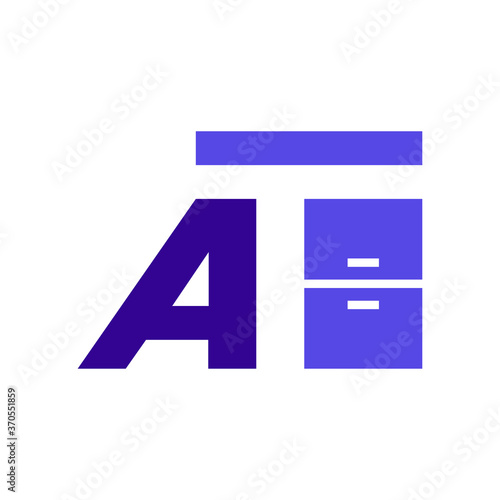 At, ta initials. At, ta monogram template letter logo. Logo for furniture interior or cabinetry company.