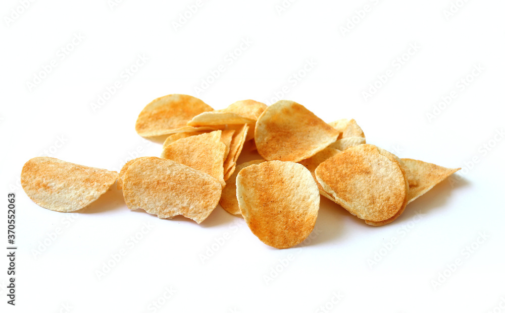 potato chips isolated on white background. snack