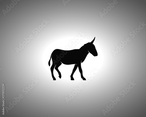 Donkey Silhouette on White Background. Isolated Vector Animal Template for Logo Company, Icon, Symbol etc