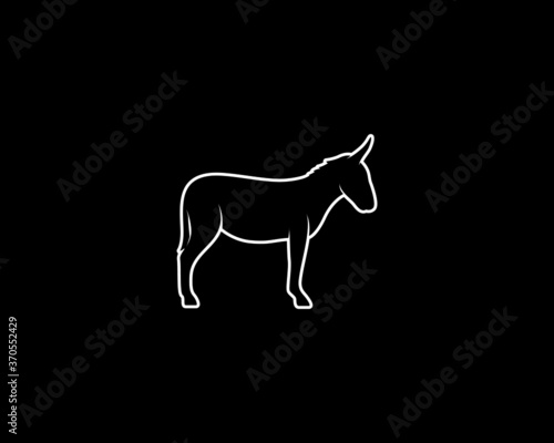 Donkey Silhouette on White Background. Isolated Vector Animal Template for Logo Company, Icon, Symbol etc
