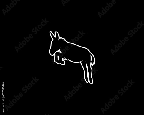 Donkey Silhouette on White Background. Isolated Vector Animal Template for Logo Company, Icon, Symbol etc