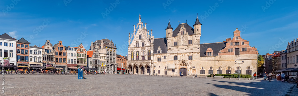 Panorama of the Grote Markt and Cityhall of Mechelen in Belgium on a sunny day Panorama of the Grote Markt and Cityhall of Mechelen in Belgium on a sunny day