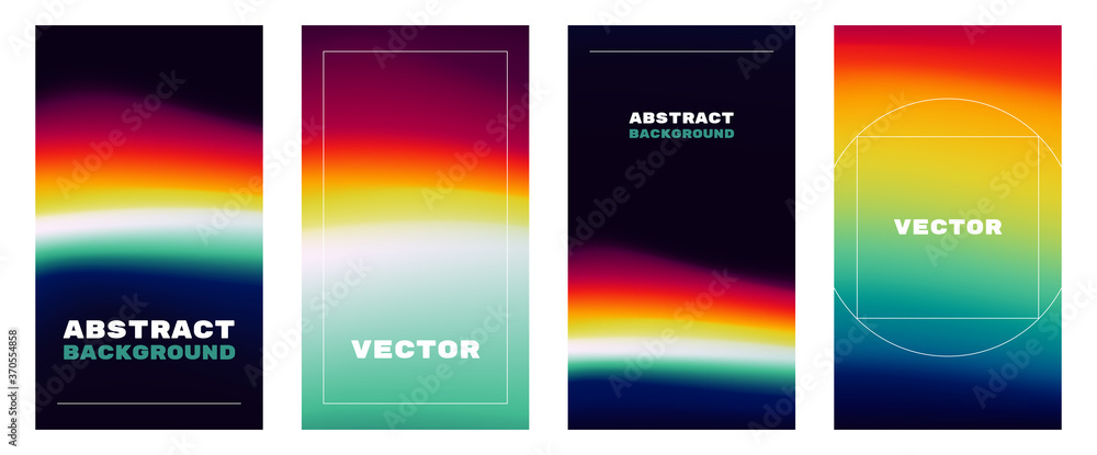 Vector abstract design template and illustration in trendy bright gradient colours with copy space for text - banner, cover and background in purple blue colours, for social media stories 