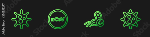 Set line Positive virus, Virus, Corona 2019-nCoV and . Gradient color icons. Vector.