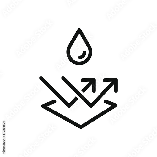 Water repellent surface line icon. Waterproof symbol concept isolated on white background. Vector illustration