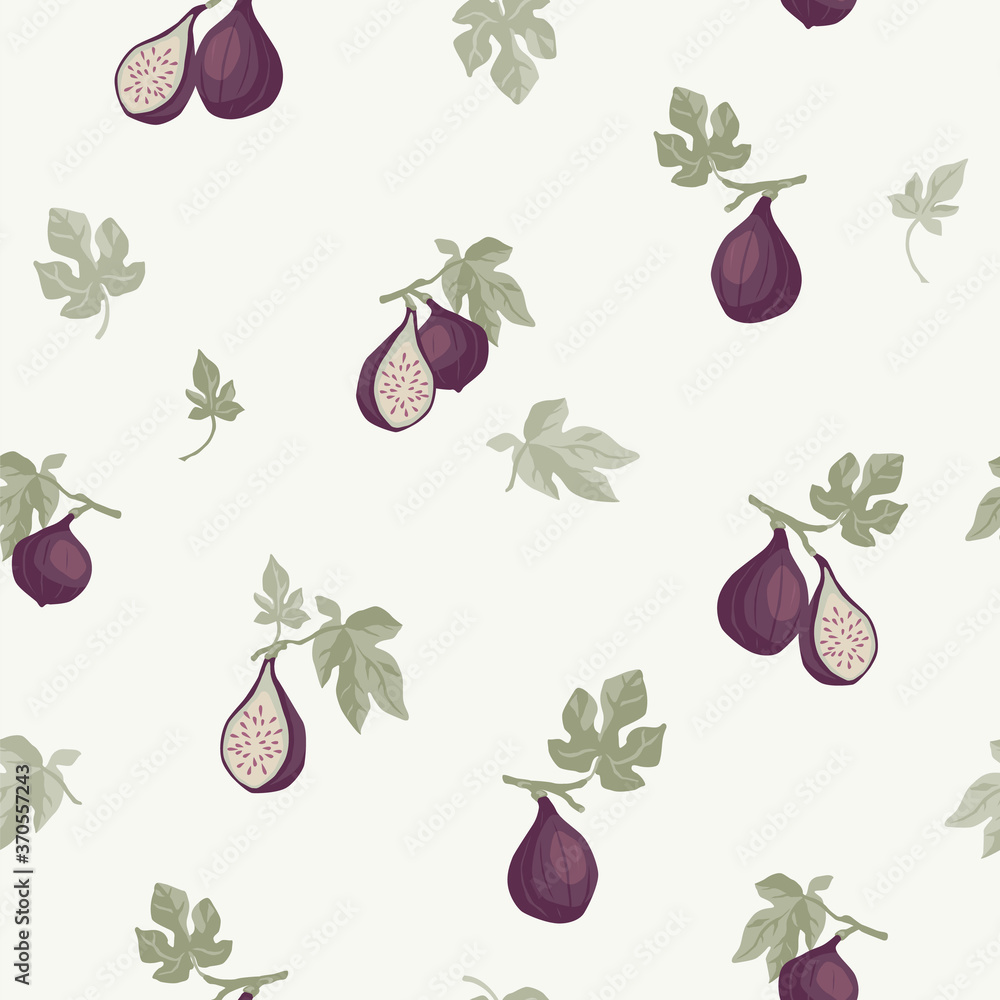 Obraz premium Vector seamless pattern with figs. Trendy hand drawn textures. Modern abstract design
