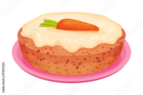 Sweet Homemade Carrot Pie with Crust Made of Shortcrust Pastry Vector Illustration