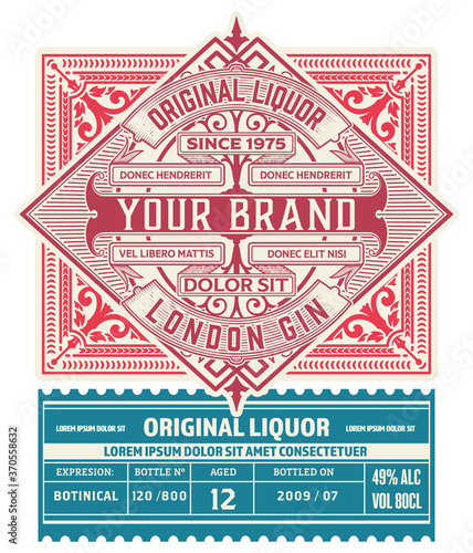 Vintage Gin label. Vector layered