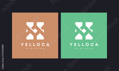 Minimalist and flat Y letter logo with rope knot initial company logo design vector template