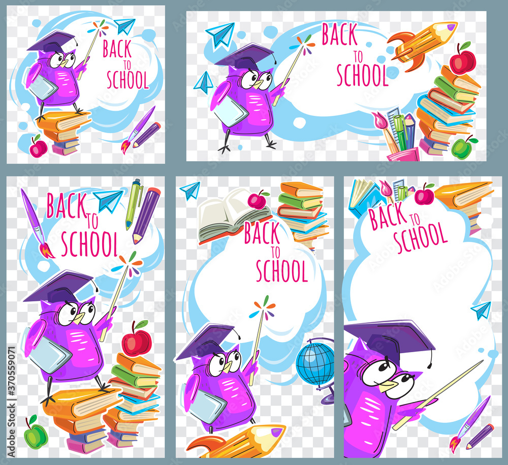 Fototapeta premium Back to school template posts in social networks